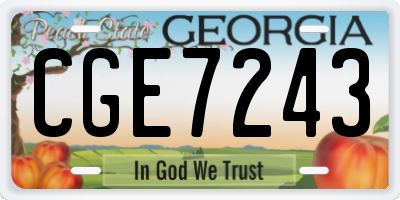 GA license plate CGE7243