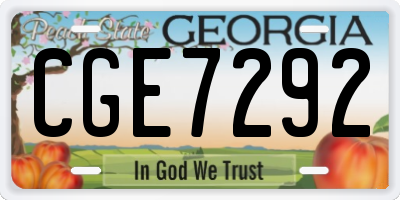 GA license plate CGE7292