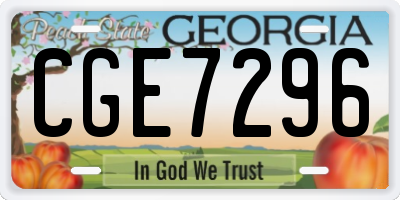 GA license plate CGE7296
