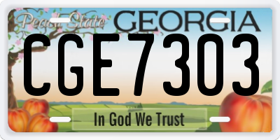 GA license plate CGE7303