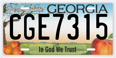 GA license plate CGE7315