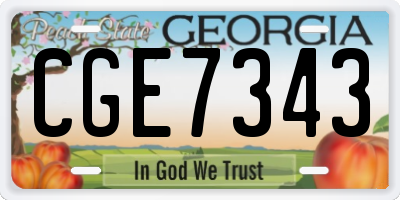 GA license plate CGE7343