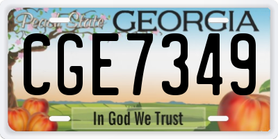 GA license plate CGE7349