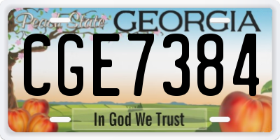 GA license plate CGE7384