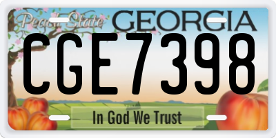 GA license plate CGE7398