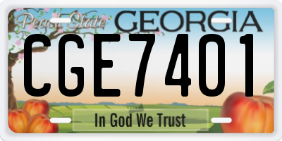 GA license plate CGE7401