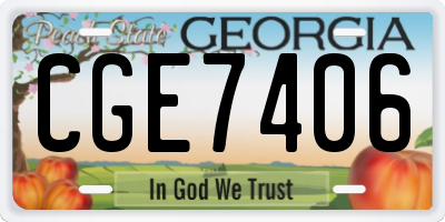 GA license plate CGE7406