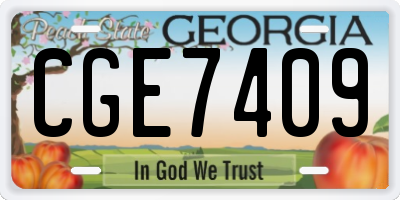 GA license plate CGE7409