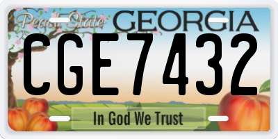GA license plate CGE7432