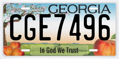 GA license plate CGE7496