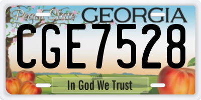 GA license plate CGE7528