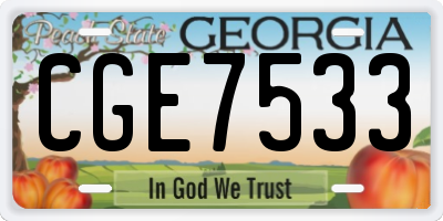 GA license plate CGE7533