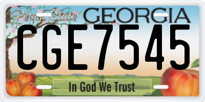GA license plate CGE7545