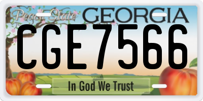 GA license plate CGE7566