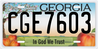 GA license plate CGE7603