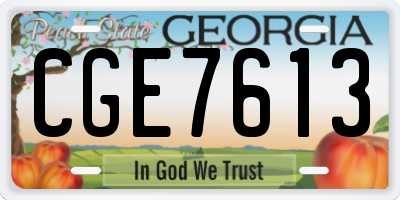 GA license plate CGE7613