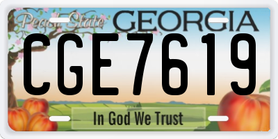 GA license plate CGE7619