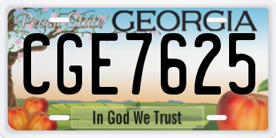 GA license plate CGE7625