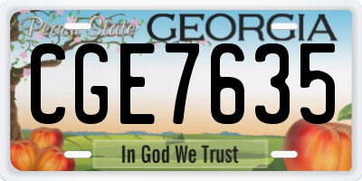 GA license plate CGE7635