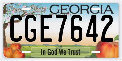 GA license plate CGE7642