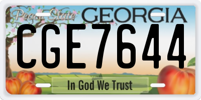 GA license plate CGE7644