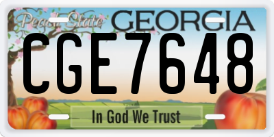 GA license plate CGE7648