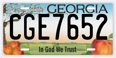 GA license plate CGE7652