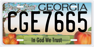 GA license plate CGE7665