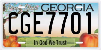 GA license plate CGE7701