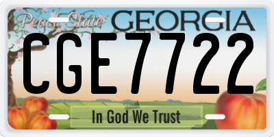 GA license plate CGE7722