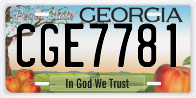 GA license plate CGE7781