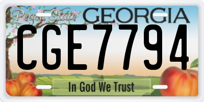 GA license plate CGE7794