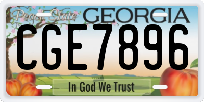 GA license plate CGE7896
