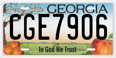 GA license plate CGE7906