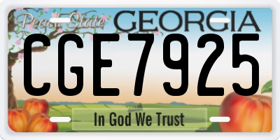 GA license plate CGE7925