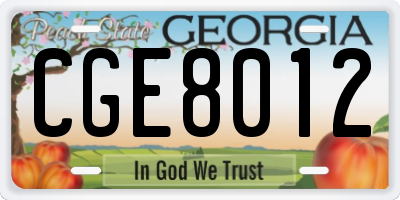 GA license plate CGE8012