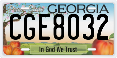 GA license plate CGE8032