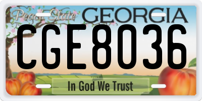 GA license plate CGE8036