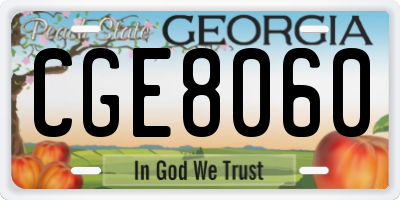 GA license plate CGE8060