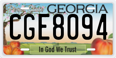 GA license plate CGE8094