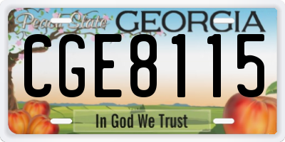 GA license plate CGE8115