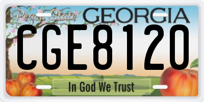 GA license plate CGE8120