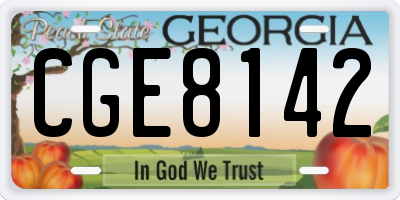 GA license plate CGE8142