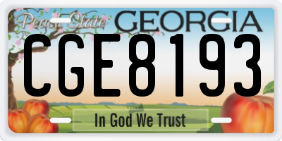 GA license plate CGE8193