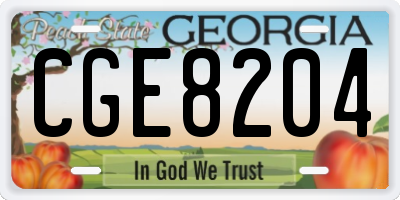 GA license plate CGE8204