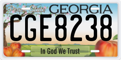 GA license plate CGE8238