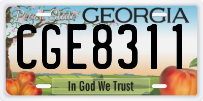 GA license plate CGE8311