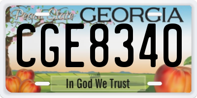 GA license plate CGE8340