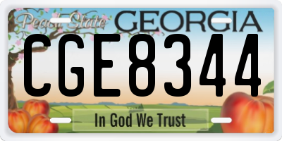 GA license plate CGE8344