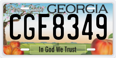 GA license plate CGE8349